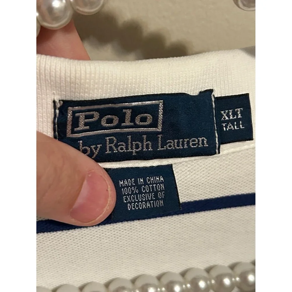 Polo by Ralph Lauren Striped Polo Shirt White Blue XLT